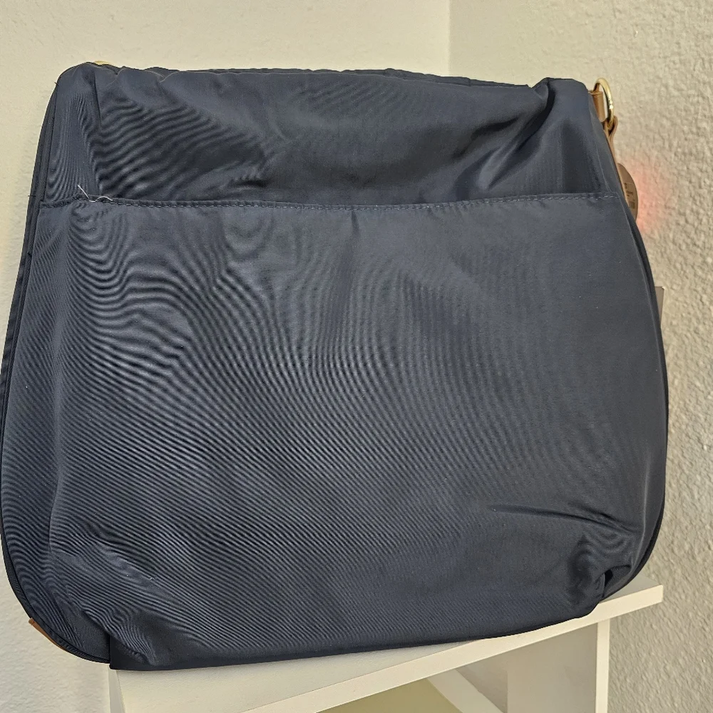 Skip Hop Navy Blue Zip Up Baby Diaper Bag With Stroller Straps NWT With Gold Zip